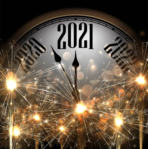 Mãos Relógio Mostrando 2021 Ano Entre 2020 2022 Relógio Escuro — Vetor de Stock