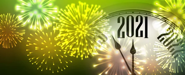 Руки Годинника Показують 2021 Рік Замість Години Творчий Годинник Блискучими — стоковий вектор