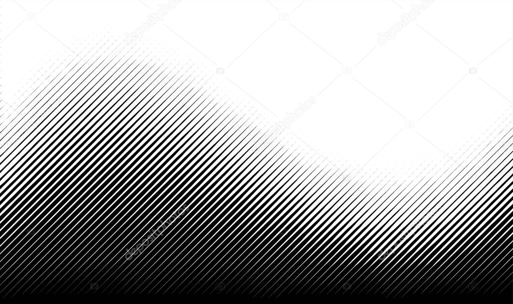 Abstract halftone monochrome gradient pattern with lines. Vector illustration.