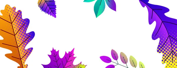 Parties Feuilles Automne Sur Fond Blanc Lilas Violet Orange Bleu — Image vectorielle