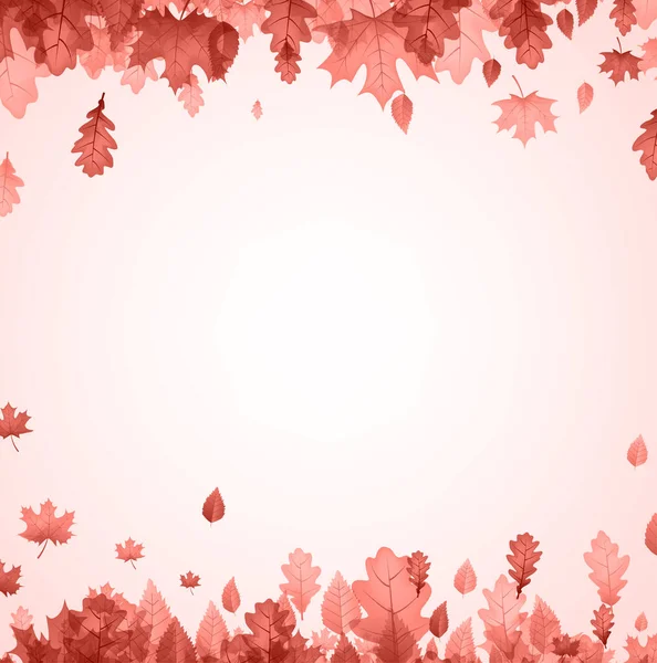 Sonbahar Kırmızı Meşesi Akçaağaç Yaprağı Çerçevesi Mesaj Için Yer Var — Stok Vektör