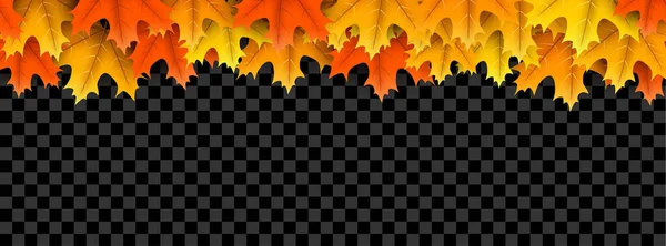 Rød Orange Gul Ahorn Blade Top Ramme Gennemsigtig Baggrund Vektorillustration – Stock-vektor