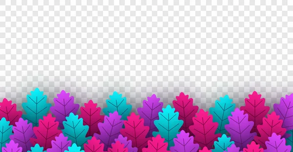 Helder Blauw Turkoois Roze Violet Eiken Bladeren Transparante Achtergrond Vectorillustratie — Stockvector