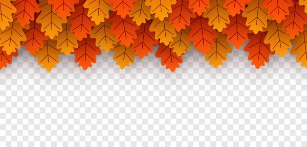 Herfst Rood Oranje Geel Eiken Bladeren Transparante Achtergrond Vectorillustratie — Stockvector