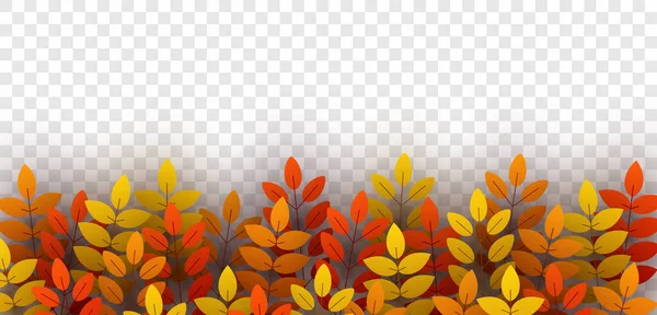 Autumn Red Orange Brown Yellow Rowan Leaves Transparent Background Ilustrasi - Stok Vektor
