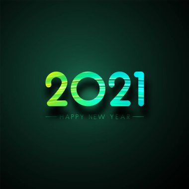 2021 tabelası yeşil ve mavi fırça darbeleriyle boyanmış. Yeni yılın kutlu olsun. Koyu yeşil eğimli arka plan. Vektör Festivali illüstrasyonu.