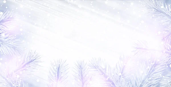 Pastellfarben Streichen Hintergrund Mit Schneebedeckten Fichtenzweigen Etwas Platz Für Ihren — Stockvektor