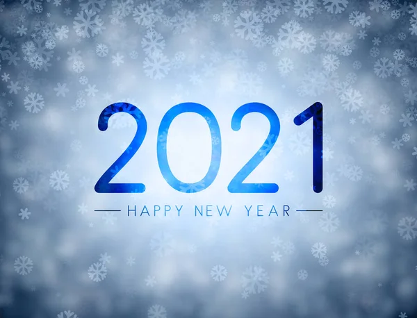 2021 Ζωγραφισμένα Θολό Γυαλί Ευτυχισμένο Νέο Έτος Μπλε Φόντο Νιφάδες — Διανυσματικό Αρχείο