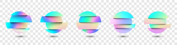 Set Soft Multicolored Fluid Gradient Circles Transparent Background Neon Holographic — Stock Vector