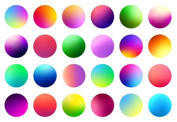 Sada Pestrobarevných Kruhů Bílém Pozadí Kulaté Neonové Holografické Kuličky Módní — Stockový vektor