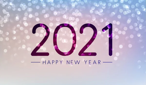 2021 Getekend Misted Glas Gelukkig Nieuwjaarsbord Blauwe Violette Achtergrond Met — Stockvector
