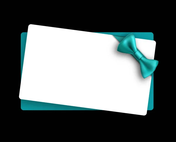 Empty Card Turquoise Bow Black Background Space Your Text Vector — Stock Vector