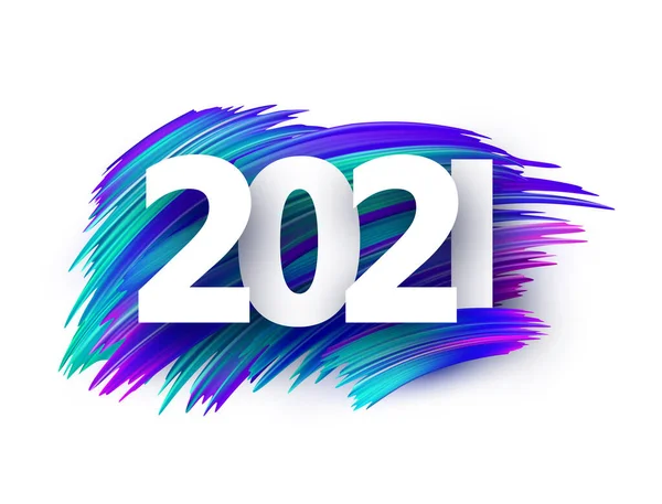 Знак Білого Паперу 2021 Року Над Синіми Штрихами Пензля Векторні — стоковий вектор