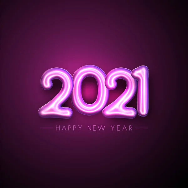 Рожева Фольгова Кулька 2021 Року Фіолетовому Фоні Новорічним Знаком Векторні — стоковий вектор