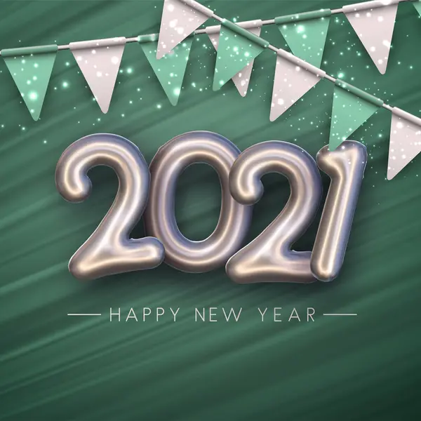 Срібна Фольга Фоні Штрихів Зеленого Пензля 2021 Року Біло Зелені — стоковий вектор