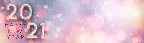 Куля Перлової Фольги 2021 Знак Розмитому Фоні Жовтим Рожевим Помаранчевим — стоковий вектор