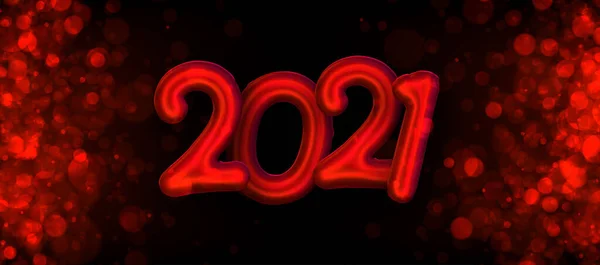 Куля Червоної Фольги 2021 Року Чорному Тлі Червоний Круглий Розмитий — стоковий вектор
