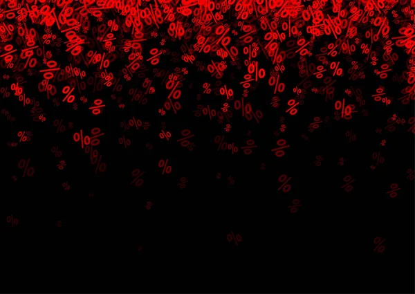 Red Percents Frame Black Background Vector Illustration — Stock Vector