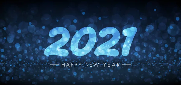 Transparant Lichtblauw 2021 Vrolijk Nieuwjaar Transparant Bord Donkerhelderblauwe Achtergrond Vector — Stockvector
