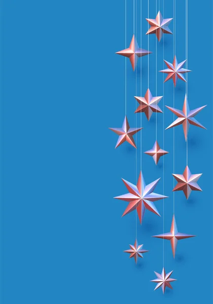 Κρεμάνε Διαφορετικά Χάλκινα Αστέρια Μπλε Φόντο Χώρος Για Κείμενο Εικονογράφηση — Διανυσματικό Αρχείο