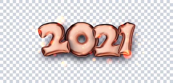 Знак Бронзової Фольги 2021 Року Прозорому Фоні Векторні Святкові Ілюстрації — стоковий вектор