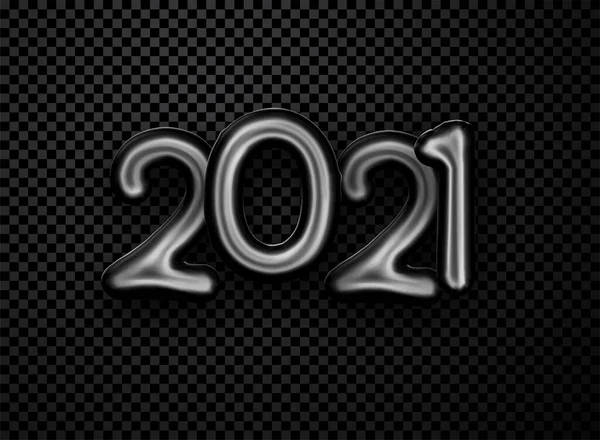 Černý Fólie Balón 2021 Znamení Průhledném Pozadí Obrázek Vektorových Svátků — Stockový vektor