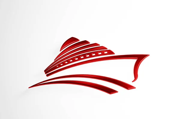 Cruise Ship Tour Red Logo. 3D Render Illustration