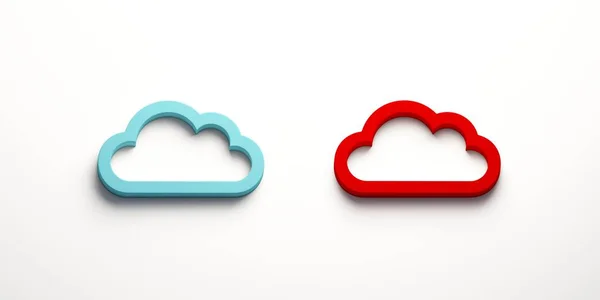 Two Cloud Computing Logo. 3D Rendering Illustration