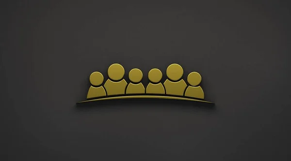 Six People Friends. Logo illustration. 3D gold color render illustration