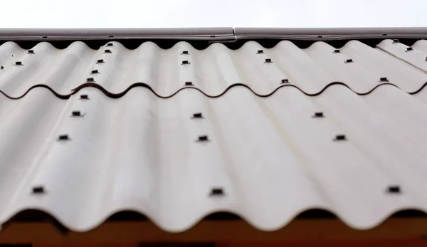 Roof of a house under construction close up, shallow depth of field