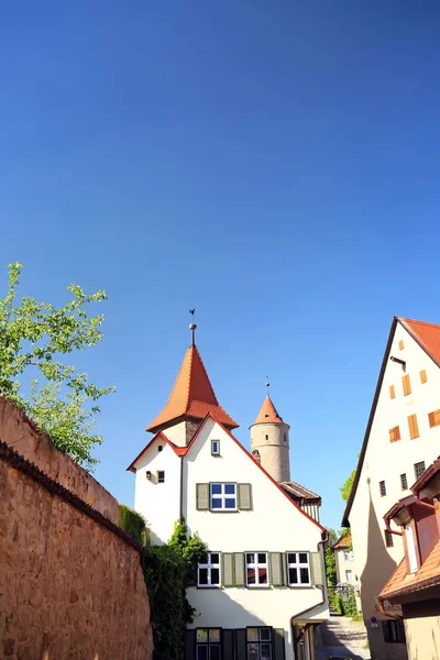 Dreiknigsturm Dinkelsbühl Stad Bayern Tyskland Med Många Historiska Sevärdheter — Stockfoto