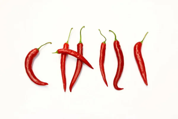 Rote Chili Auf Papier Weißer Hintergrund — Stockfoto