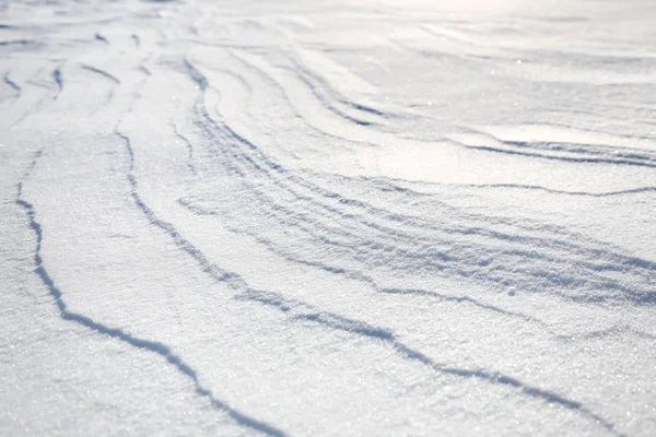 Cubierta Nieve Cerrada Viento Con Las Derivas Parece Dunas — Foto de Stock