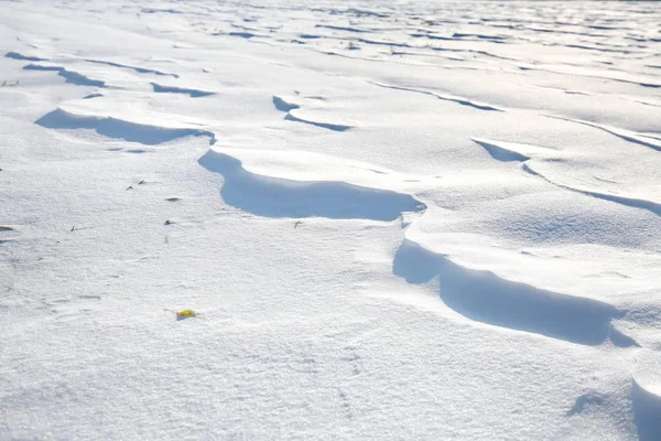 Cubierta Nieve Cerrada Viento Con Las Derivas Parece Dunas — Foto de Stock