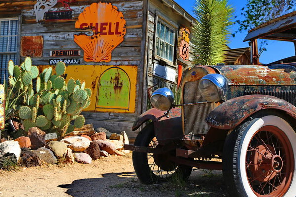 Route 66 Arizona / USA - 04 29 2013: Oldtimer on Route 66 in Ari