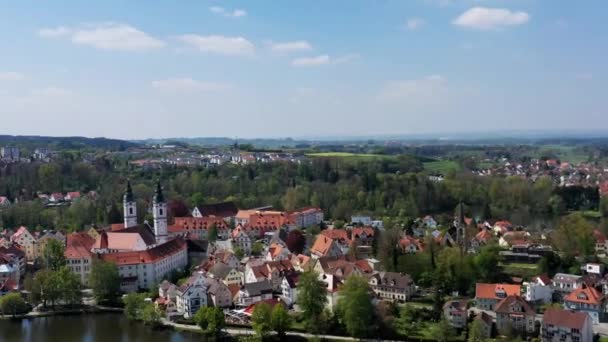 Bad Waldsee Miasto Niemcy Licznymi Historycznymi Atrakcjami Tutaj Wideo Góry — Wideo stockowe