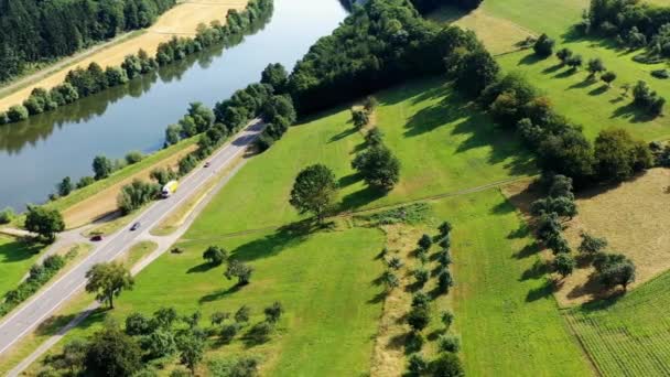 Neckar Bij Binau Van Boven Een Rivier Duitsland — Stockvideo