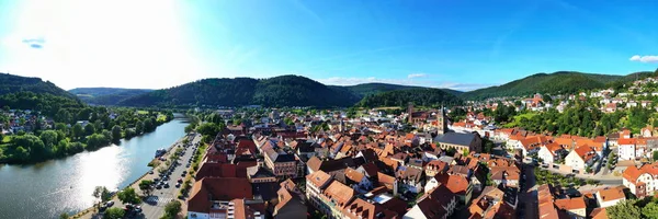 Eberbach am Neckar van bovenaf — Stockfoto