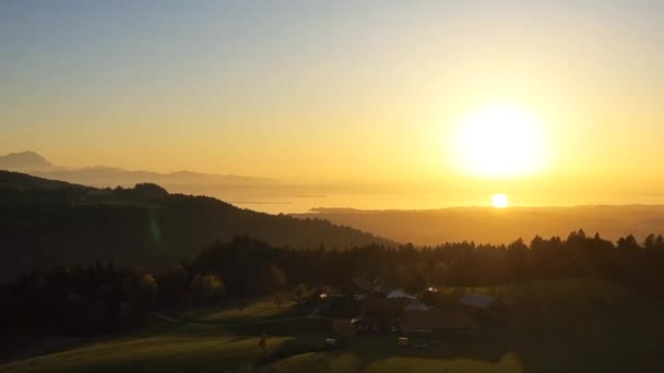 Blick Auf Den Bodensee Bei Sonnenuntergang — Stockvideo