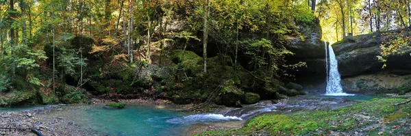 Романтический Водопад Лесу Баварии — стоковое фото