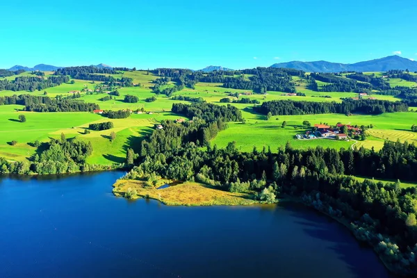 Der Rottachsee Bei Sulzberg Ist Ein Stausee — Stockfoto