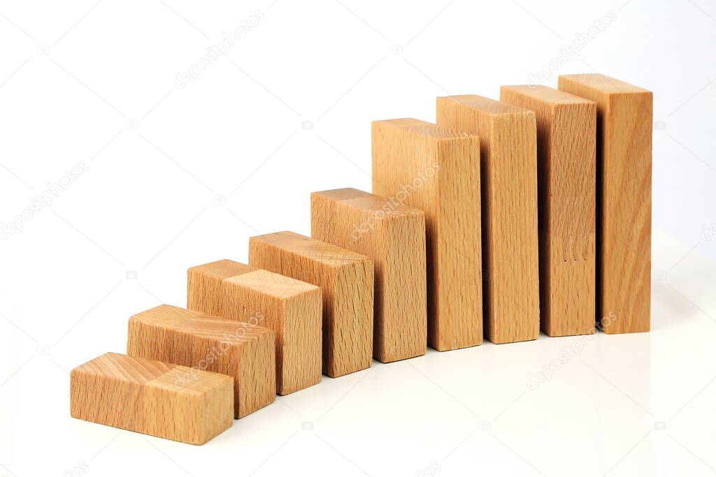 ascending diagram with wooden blocks