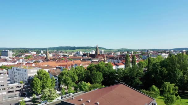 Heilbronn Сверху Город Множеством Достопримечательностей — стоковое видео