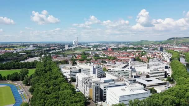 Heilbronn Van Boven Een Stad Met Veel Bezienswaardigheden — Stockvideo