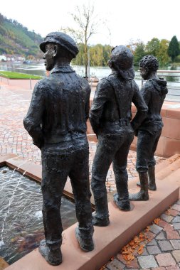Miltenberg, Bayern / Almanya - 13 07 2020: Miltenberg şehri heykeli