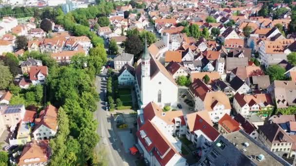 Drone Video Van Leutkirch Allgu Met Bezienswaardigheden Timelaps — Stockvideo