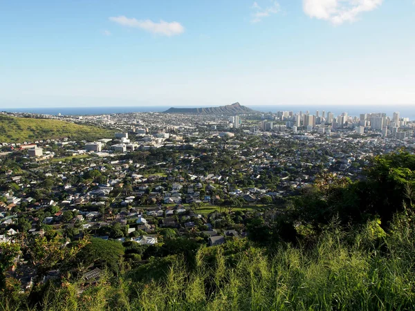 Ville Honolulu Diamond Tête Manoa Avec Kaimuki Kahala Paysage Océanique — Photo