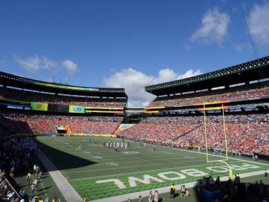 Honolulu - 31 Ocak 2016: All-star oyuncu almak Probowl Honolulu, Hawaii Aloha Stadyumu'nda alınan oyun oynamak için hazır.