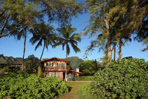 Rotes Strandhaus Waimanalo Einem Schönen Tag Auf Oahu Hawaii — Stockfoto