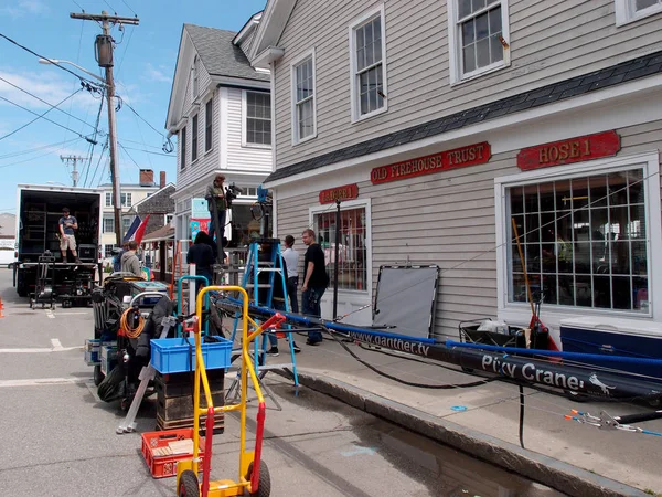 Rockport Massachusetts June 2014 Large Crew Films Scene Historic Area — Stock Photo, Image